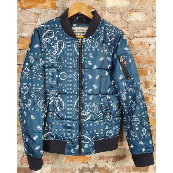Levi's Other - Levi's Blue Bandana Water Resistant Mens Sz S Small Puffer Bomber Jacket Coat D